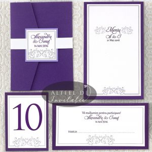 Set complet papetarie nunta Vis violet